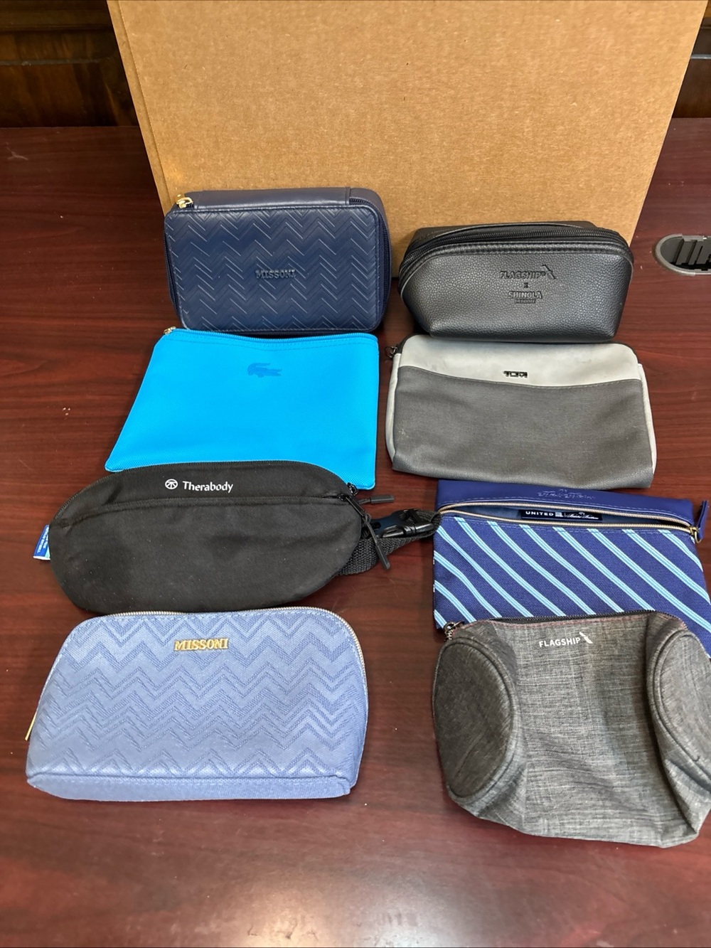 Airlines Travel Amenity Kit Toiletry Bag Delta Lacoste Shinola Brooks Bros Lot 8